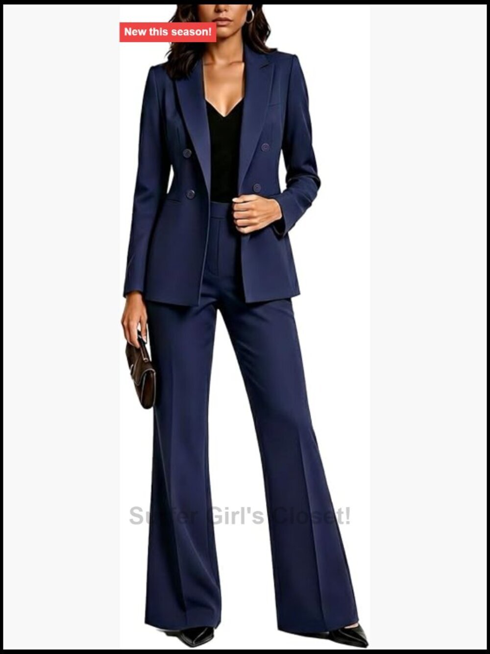 2 Piece Business Casual Blazer Pantsuit Set Professional Office Work